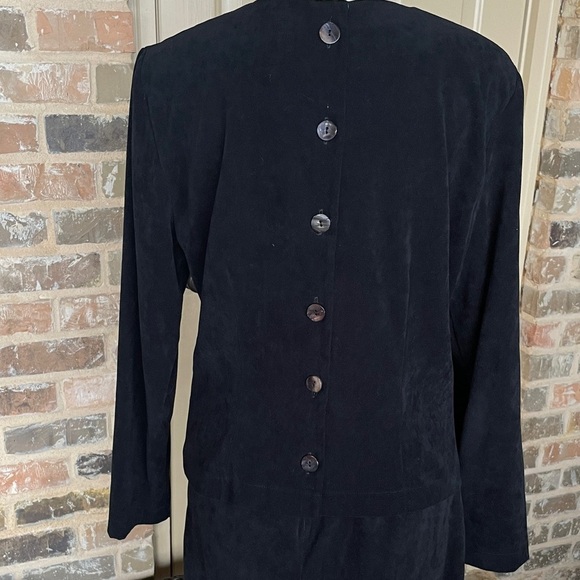 2 Pc Pantsuit Edgy Black Sueded Fabric Button Back 90’s Positive Attitude Size 8 - Picture 6 of 12